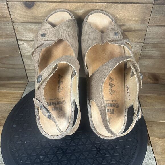 Finn Comfort Sandals Womens US 8 Strappy Flats Hook & Loop Brown Leather UK 5.5 - Picture 5 of 10